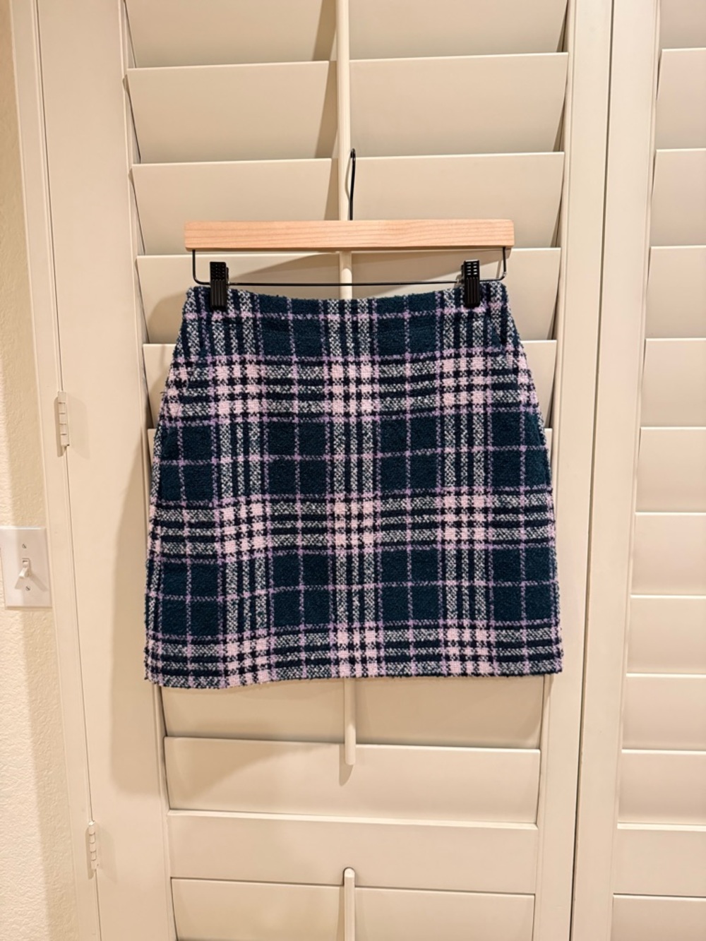 LOFT Petites NWOT Green Plaid Tweed Skirt - Size 0P